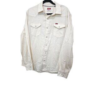 Wrangler Men's Ivory Wester Festival Country Long Sleeve Pear Snap Shirt Size L